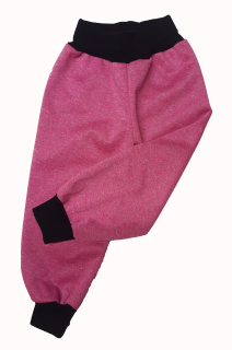 Softshellové kalhoty s fleecem, vel. 80, melír růžoví s černou