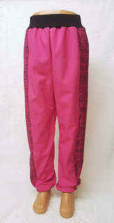 Softshellové kalhoty s fleece,  vel.128,růžové a černým vzorované