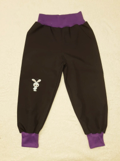 Softshellové kalhoty letní, vel. 86, černé s fialovou