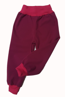Softshellové kalhoty s fleecem, vel. 86, bordó s růžovou 