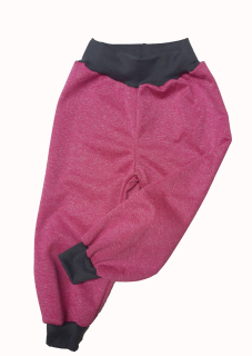 Softshellové kalhoty s fleecem, vel. 86, růžoví melír s šedou 