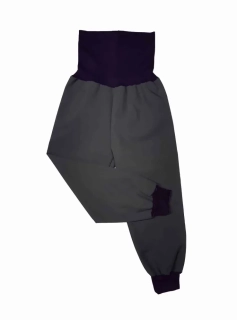 Softehellové kalhoty s letní rostoucí  vel. 80/86, šedé s černou