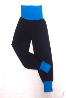Softehellové kalhoty letní rostoucí  vel. 92/98, černé s tykys