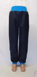 Softshellové kalhoty letní, vel. 140, černé s tyrkys