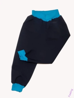 Softshellové kalhoty letní, vel. 86, černé s tyrkys