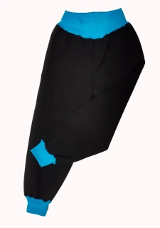 Softshellové kalhoty letní, vel. 116, černé s tyrkys