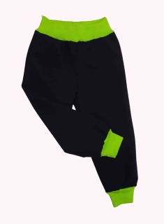 Softshellové kalhoty letní, vel. 116, černé s sv.zelenou
