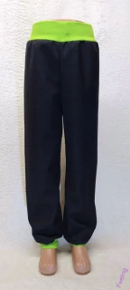 Softshellové kalhoty letní, vel. 146, černé s sv.zelenou