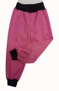 Softshellové kalhoty s fleece melír, vel. 92, růžoví melír s čenou