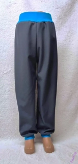 Softshellové kalhoty letní, vel. 92, šedé s tyrkys