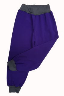 Softshellové kalhoty s fleecem, vel. 98, fialové s šedou