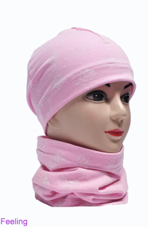 Čepice + nákrčník č. 1 růžový 