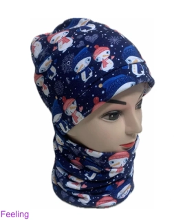 Čepice + nákrčník č. 6 zimní ze sněhuláky