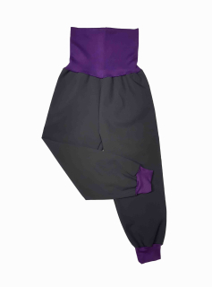 Softshellové kalhoty s fleece,rostoucí, vel. 92/98, šedé s fialovou