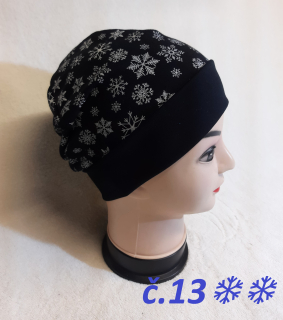 Čepice č.2 černá s vločkama