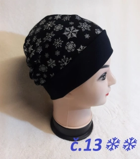 Čepice č.6 černá s vločkama