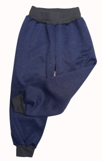 Softshellové kalhoty s fleecem melír, vel. 98, tmavě modrý melír s šedou 