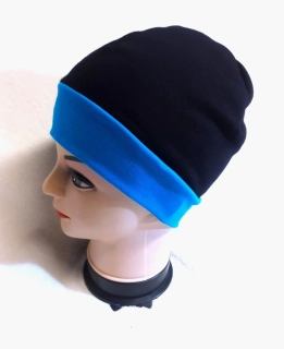 Čepice č.6 černá s tyrkys