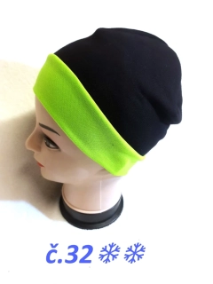 Čepice č.6 černá s sv. zelenou