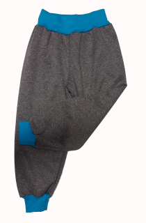 Softshellové kalhoty s letní, vel. 98, šedý melír s tyrkys