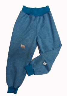 Softshellové kalhoty letní melír, vel. 92, tyrkys melír 