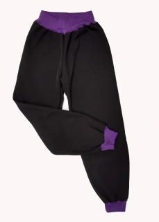 Softehellové kalhoty s fleecem vel. 152, černé s fialová