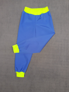 Softshellové kalhoty letní, vel. 104, tyrkys se sv.zelenou