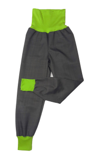 Softshellové kalhoty s beránkem rostoucí, vel. 80/86, šedé s sv.zelenou
