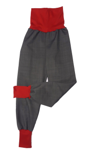 Softshellové kalhoty s beránkem rostoucí, vel. 92/98, šedé s červenou