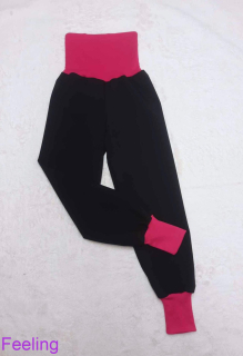 Softshellové kalhoty s fleecem, vel. 140/146 ,černé s růžovou