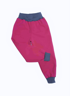 Softshellové kalhoty s fleecem, vel. 110, růžové s šedou