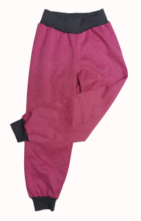 Softshellové kalhoty s fleecem melír, vel. 110, růžoví melír s šedou 