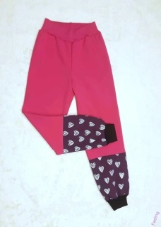 Softshellové kalhoty s fleecem, vel. 122, růžové s reflexními srdíčky