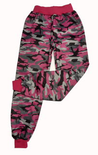 Feeling, softshellové kalhoty s fleecem odlehečný, vel.122 růžoví maskáč s růžovou