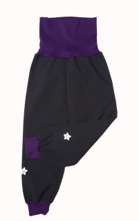 Softshellové kalhoty letní rostoucí, vel. 92/98, šedé s fialovím leme 