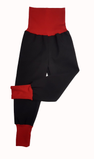 Softshellové kalhoty s fleecem rostoucí, vel. 92/98, černé s červenou 