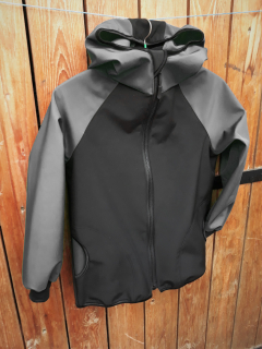 Softshellové bunda  s kapucí s fleecem, černo šedá 