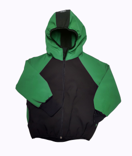 Softshellové bunda  s fleecem, s kapucí, černo zelená