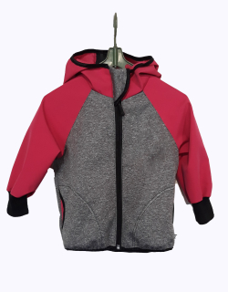 Feeling, softshellové bunda  s fleecem, šedý melír s růžovou