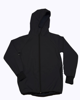 Feeling, softshellová bunda jaro/podzim z rubu úplet, s kapucí, černá 