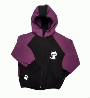 Softshellová bunda s fleece,vel. 98, fialovo černá s reflexními prvky