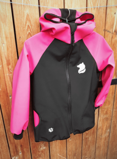 Softshellová bunda s fleece, vel. 140, černo růžová s reflexními prvky 