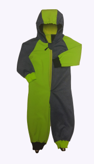 Feeling, softshelová kombinéza s fllece vrstvou, modrý melír se zelenou 