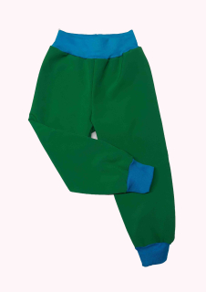 Feeling, softshellové kalhoty s fleecem, zelené s tyrkys