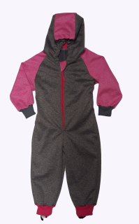 Feeling, softshellová kombinéza s fllece vrstvou, růžoví melír a šedý melír 