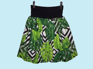 Balonová sukně dámská nebo dětská, džungle s černým vzorem, v pase černá