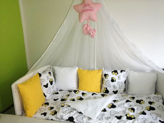 Feeling, povlečení s polštářkovým mantinelem 14 ks, bílá s e žlutou 