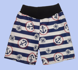 Feeling kraťasy, kotvy na modrých pruzích , v pase černá 