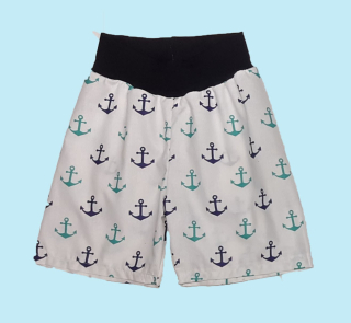 Feeling, kraťasy, bílé s kotvami v pase černá 