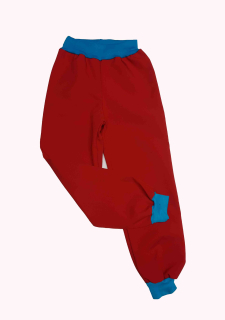 Softshellové kalhoty s fleece vrstvou,  červené s tyrkys